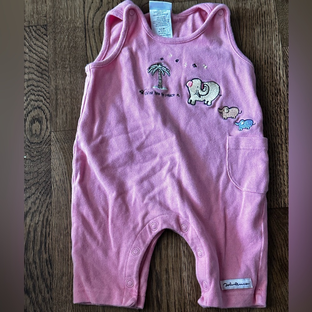Vintage Carter's Pink Bodysuit with Elephant and Palm Tree Design